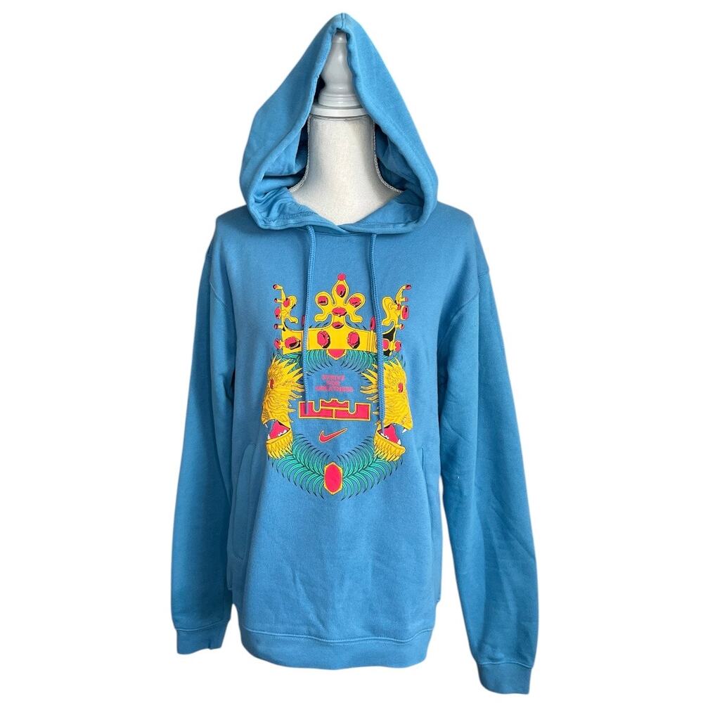 Nike Lebron James Crowned Lion Logo Pullover Hoodie streetwear blue activewear